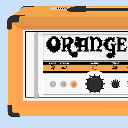 Illustration of an Orange amp Retro 50 Head done in illustrator cs4